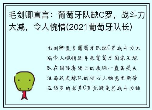 毛剑卿直言：葡萄牙队缺C罗，战斗力大减，令人惋惜(2021葡萄牙队长)