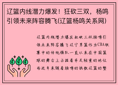 辽篮内线潜力爆发！狂砍三双，杨鸣引领未来阵容腾飞(辽篮杨鸣关系网)